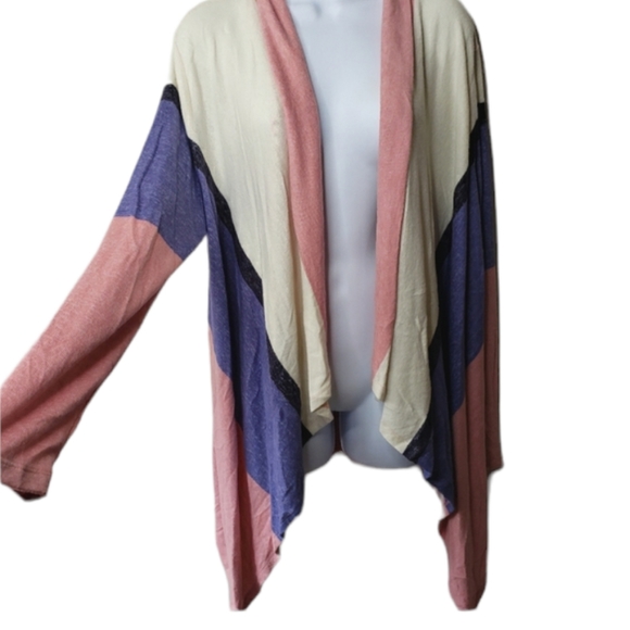 Bobeau Open Front Cardigan Sweater Hi Lo Pink Purple Women's Size Large NWT - Picture 13 of 13